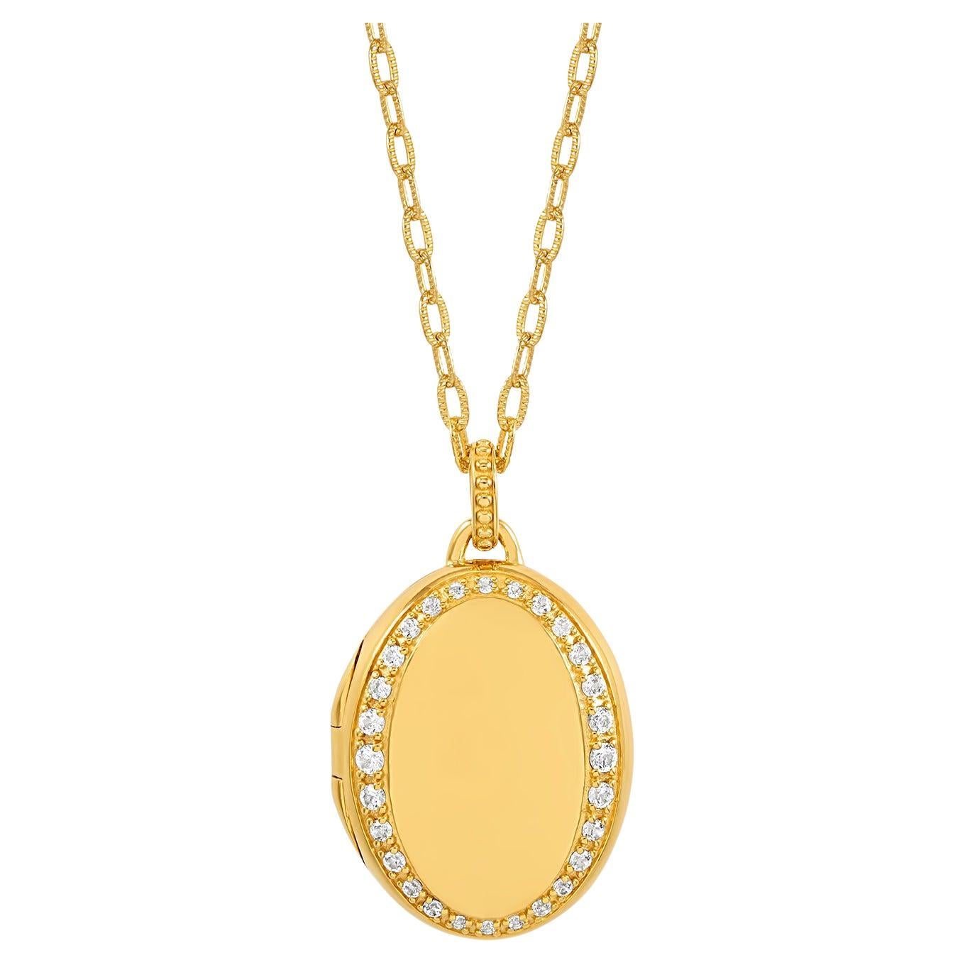 Celeste Sapphire Locket In 18ct Gold Vermeil For Sale