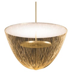 Petit lustre Céleste en laiton vieilli avec chaînes en laiton par Larose Guyon