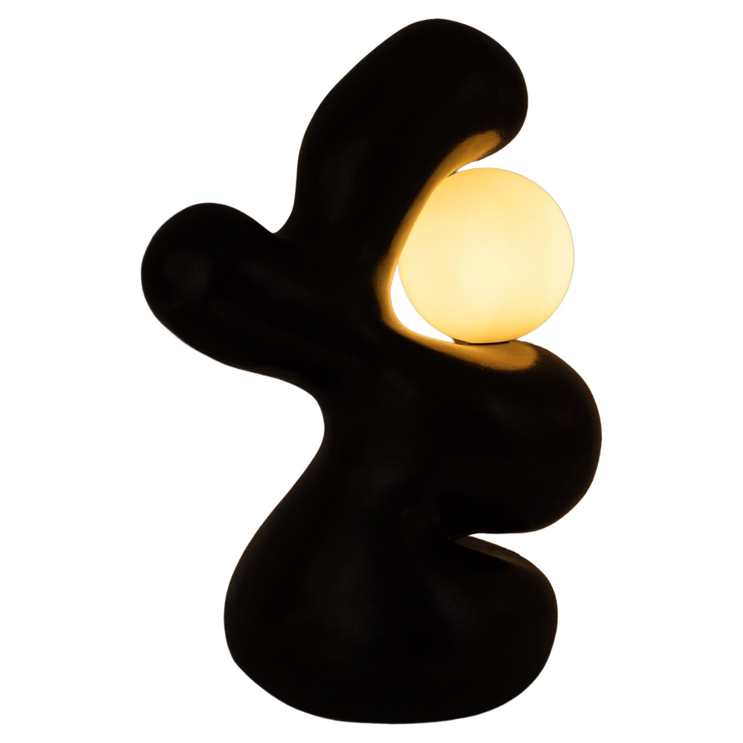 "Celestia" Black Ceramic Table Lamp Light Sculpture Handcrafted For Sale