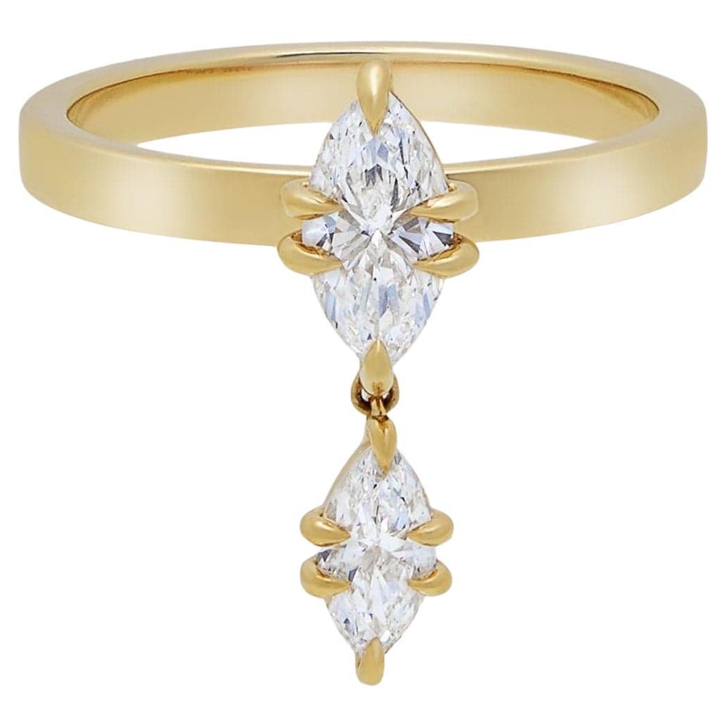 Bague pendante en or jaune avec diamant Celestia