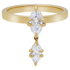 Celestia Diamond Drop Ring in Yellow Gold