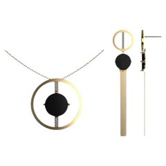 Black Onyx & Diamond 18K Gold Necklace & Earrings Set