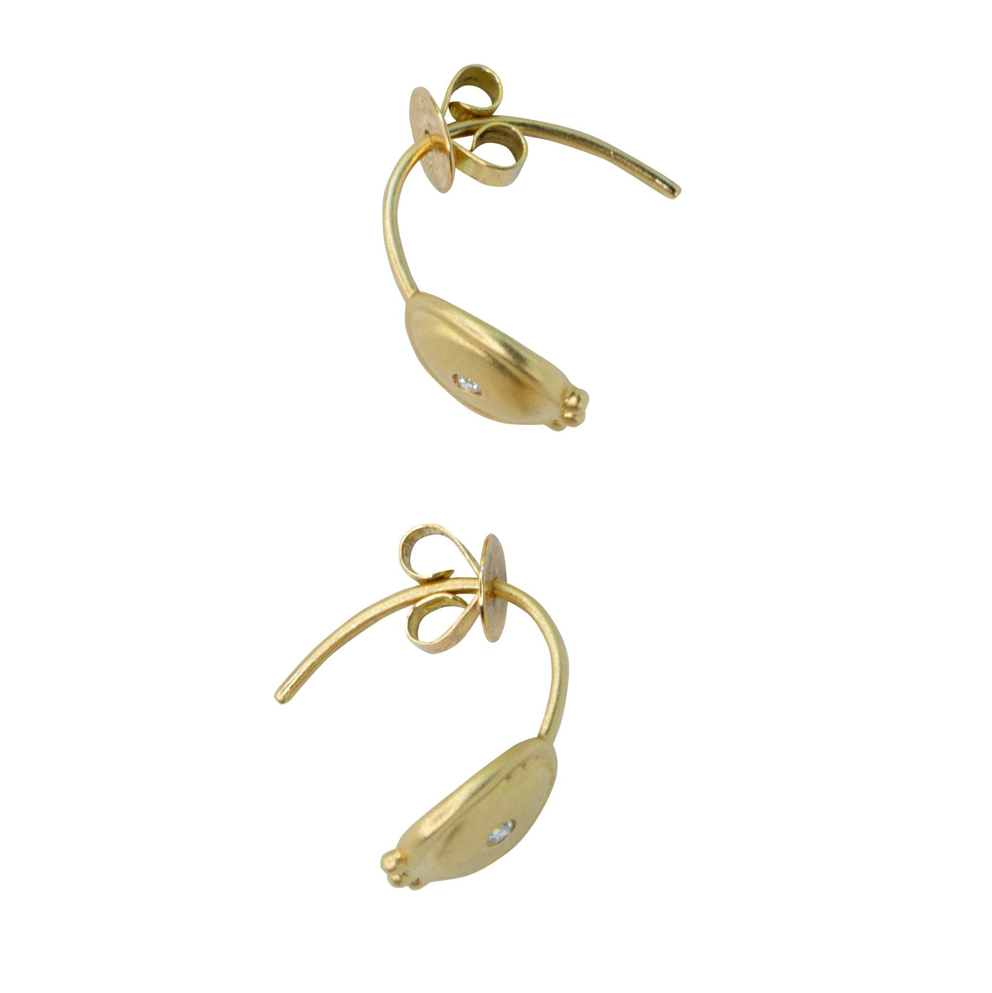 Taglio rotondo Orecchino a gancio con diamante in oro 18 carati Celestial - by Bombyx House in vendita