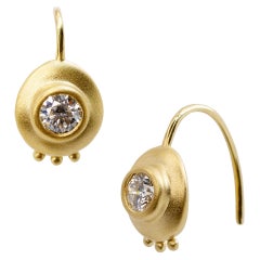 Oro 18K Gold Large Diamond Hook Earring - By Bombyx House