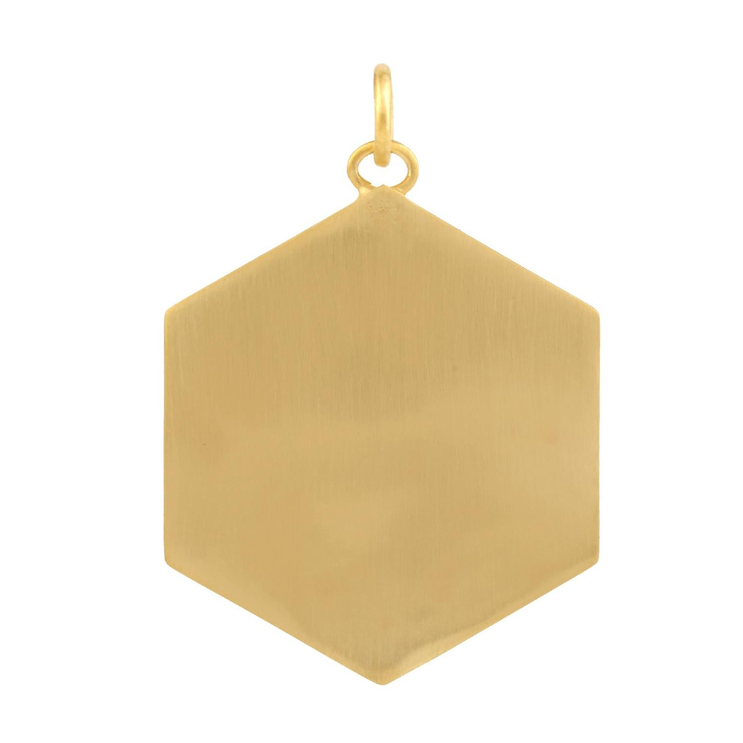 Taille mixte Pendentif en or jaune 14k Celestial Art Halo-Cut 0.12 ct Diamond en vente
