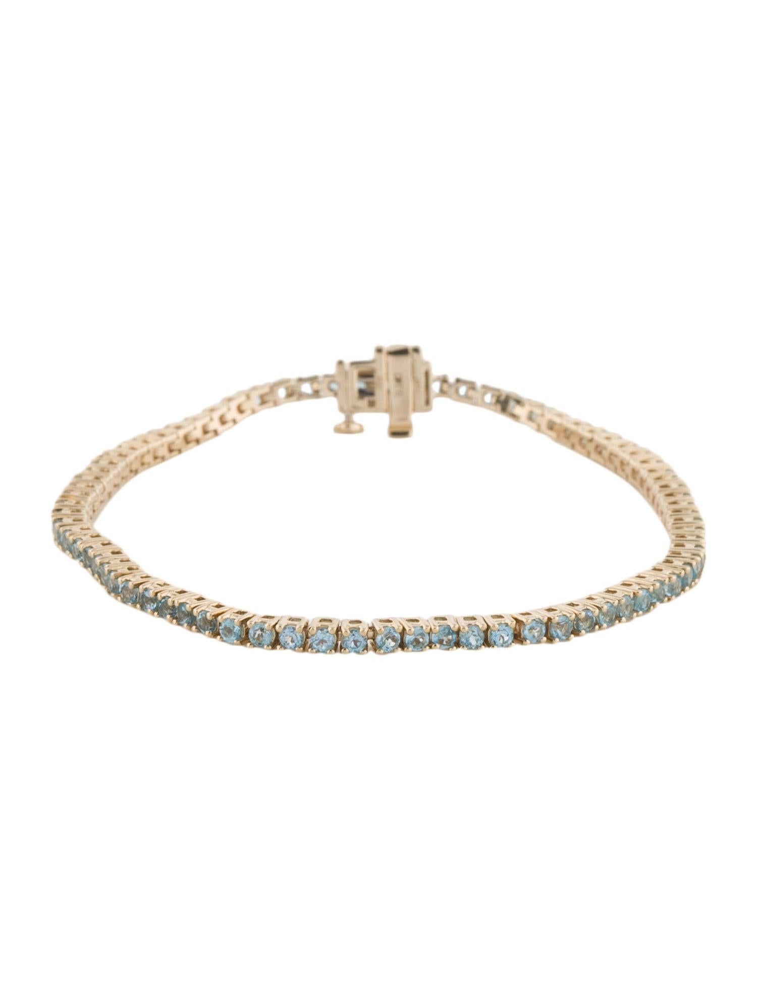 Brilliant Cut 14K Blue Topaz Link Bracelet - Captivating Gemstone Elegance, Timeless Design For Sale