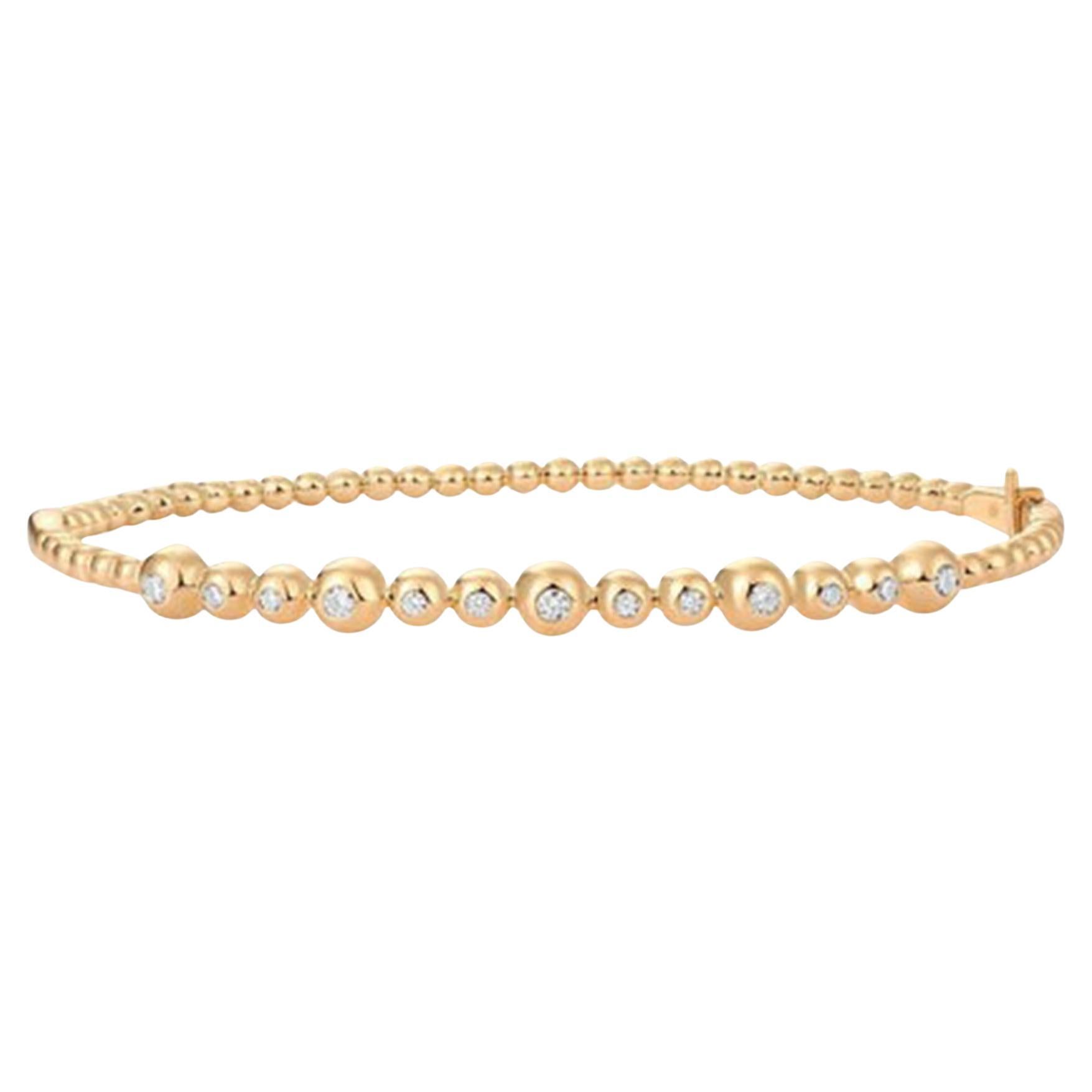 Celestial Beads 14K (or 18k upon request) Yellow Gold Diamond Dot Bracelet For Sale