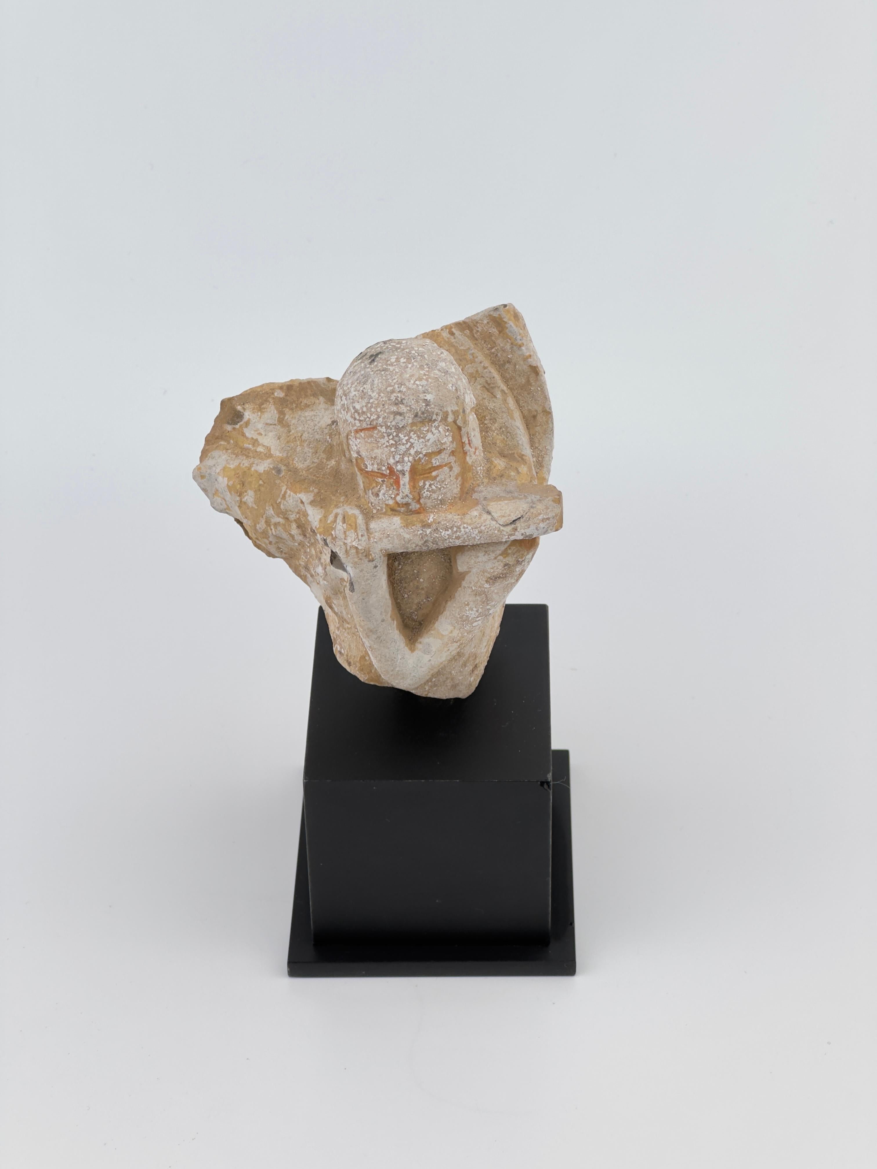 Hong Kong Celestial being(Apsara) Stone Statue, Northern Wei-Tang Dynasty For Sale