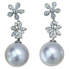 【Vine Symphony】Celestial Bloom Aurora South Sea Pearl & Diamond Drop Earrings