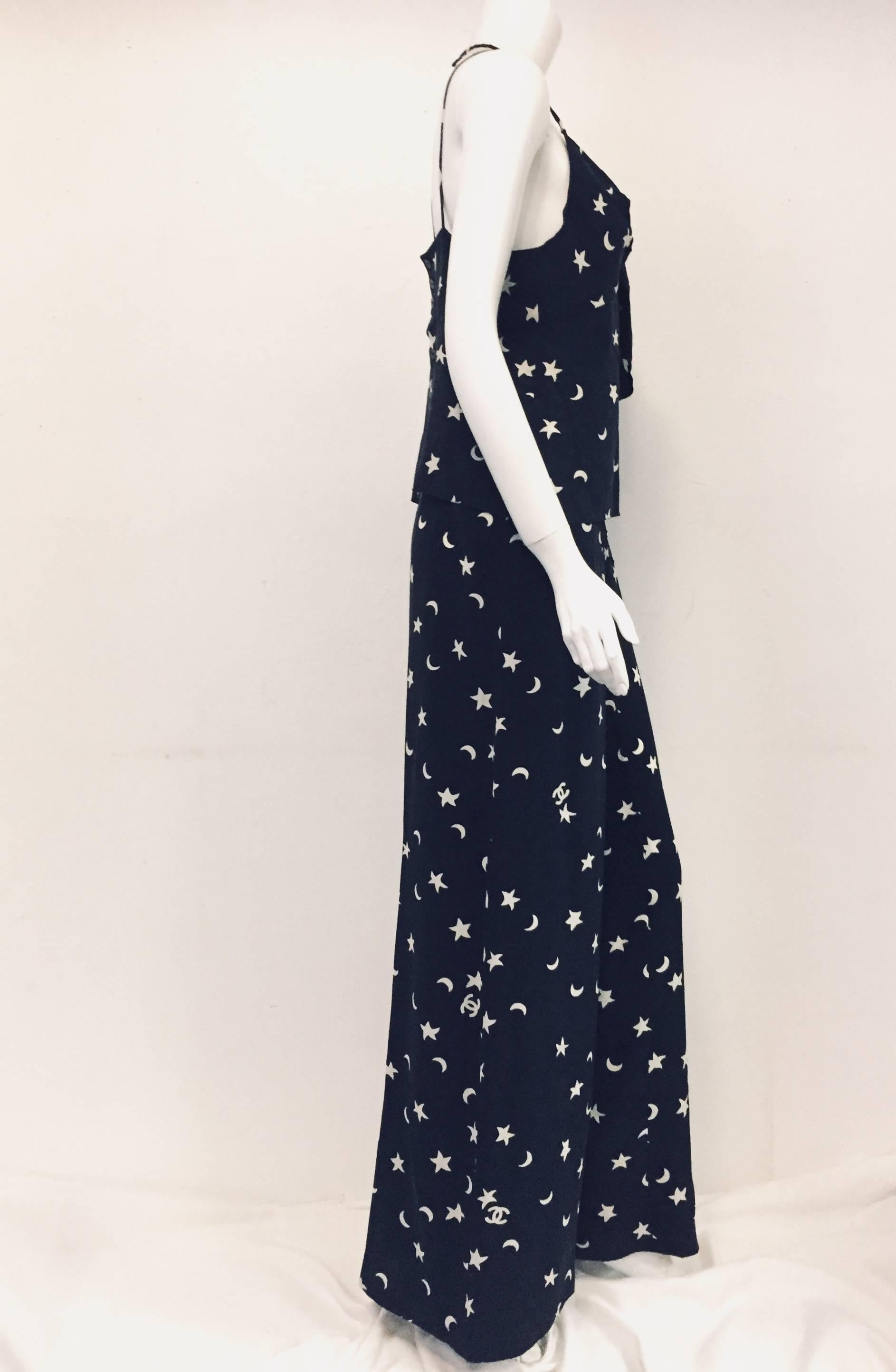  Celestial Chanel 4 Piece Stars & Moon Ensemble in Ivory and Navy Blue   In Excellent Condition In Palm Beach, FL