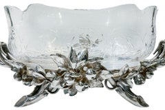 Celestial Christofle Crystal Centerpiece Bowl On Fitted Silver Stand