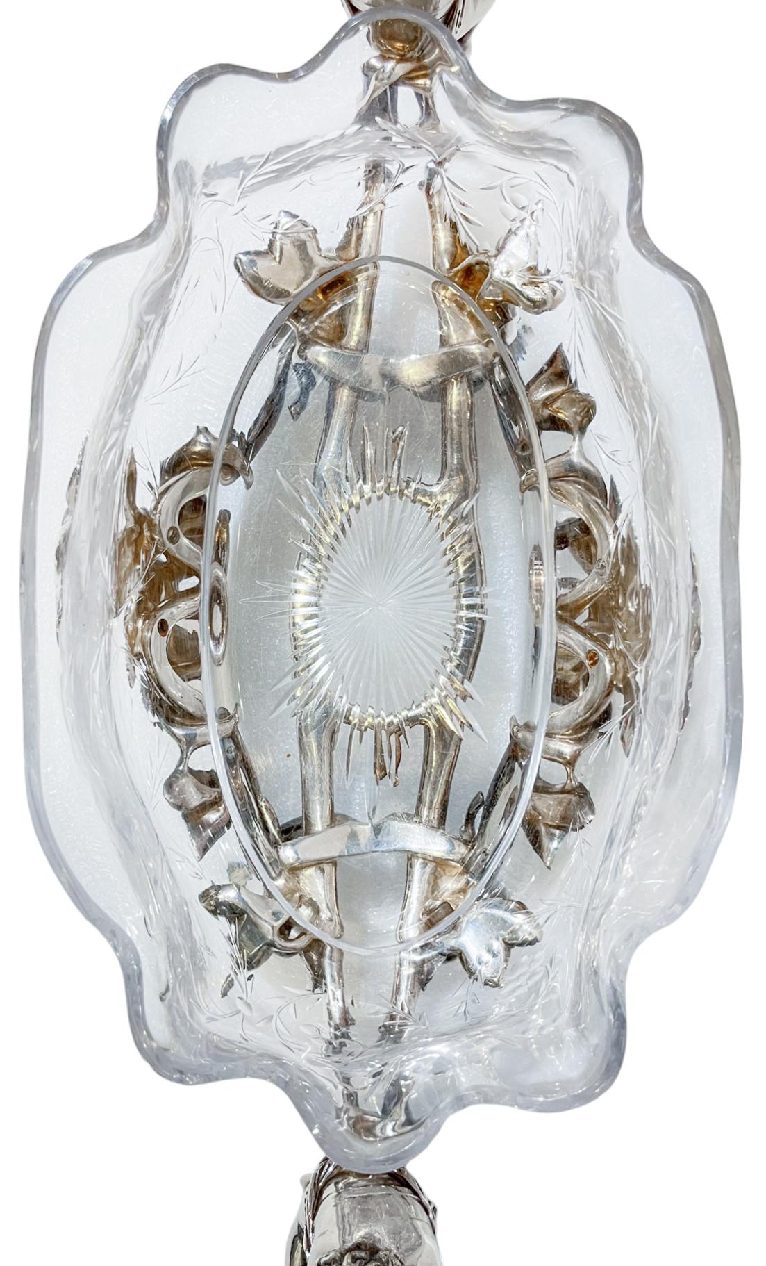 Celestial Christofle Crystal Centerpiece Bowl On Fitted Silver Stand In Good Condition For Sale In New York, NY