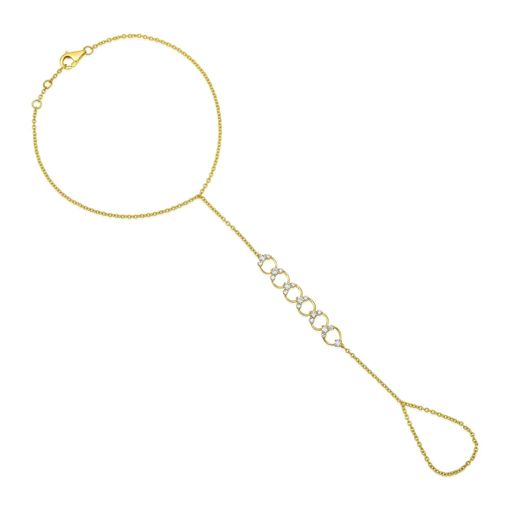 Círculos Celestiales Cadena de Mano de Oro Amarillo de 14 K y 19 Diamantes