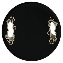 Celestial Clouds Tray Black Small in Lacquer Wood & Brass, Viya By Vikram Goyal