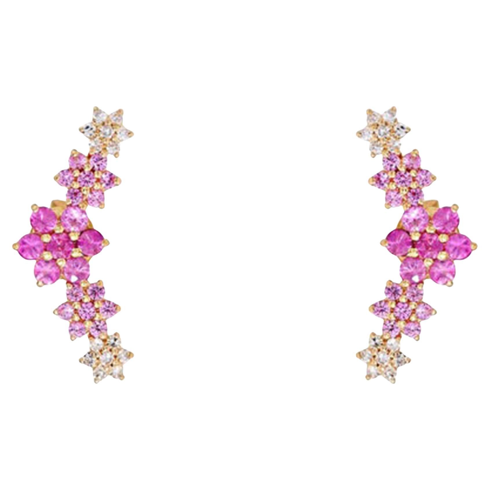 Celestial Cluster 14K (or 18k upon request) Yellow Gold Diamond Stud Earrings For Sale