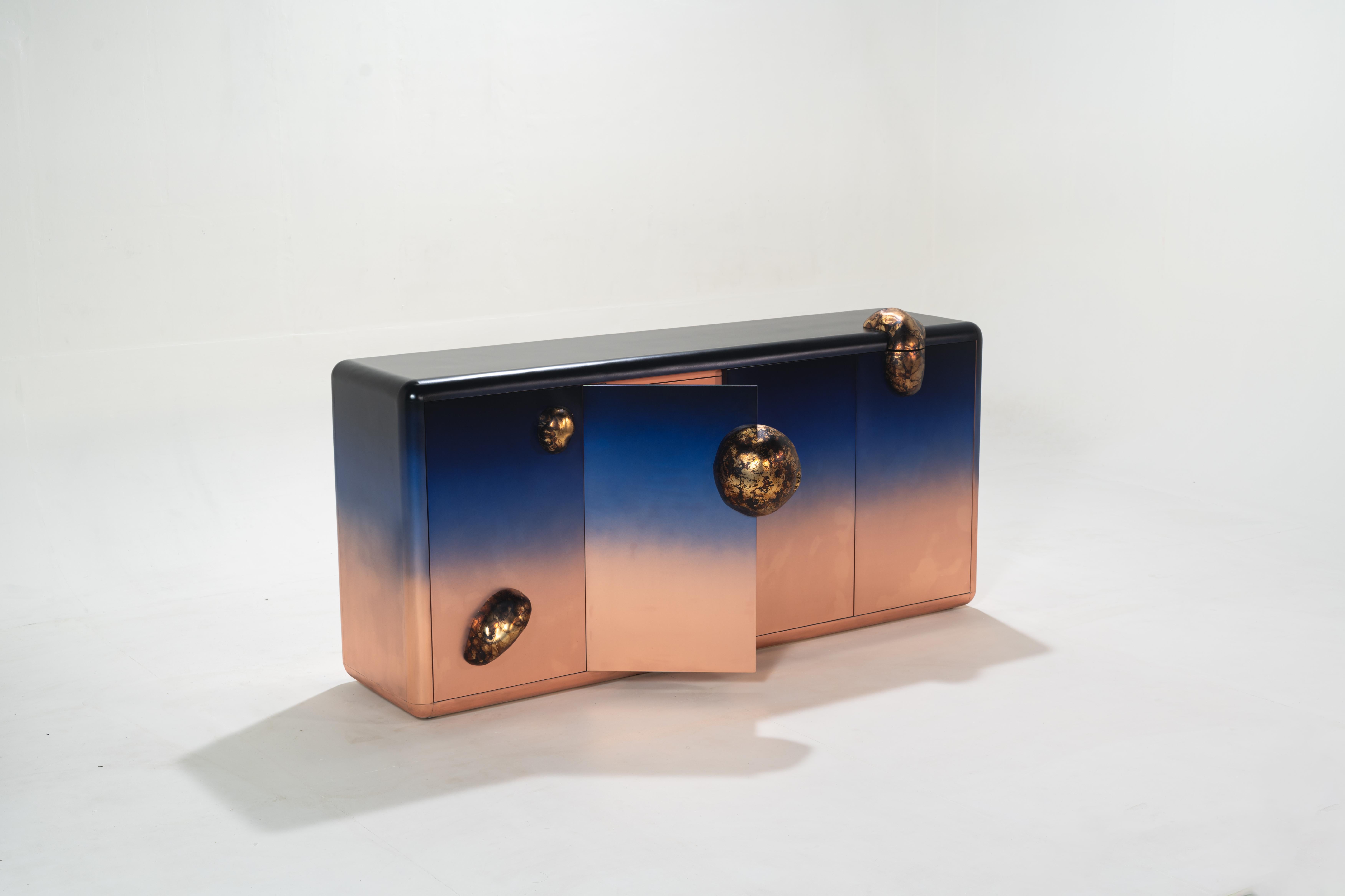 Cast Celestial Console made in Pure Copper and Brass For Sale