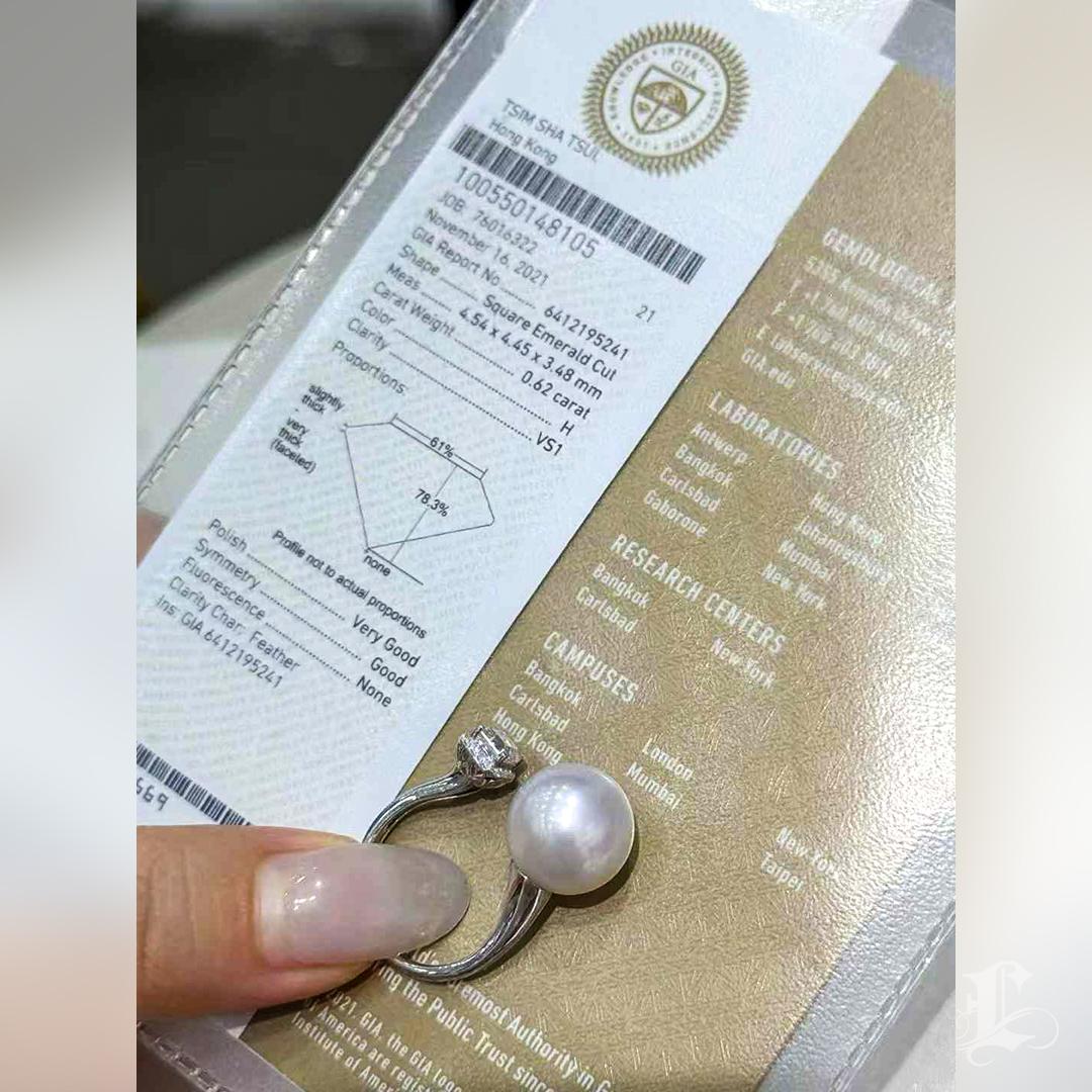 【Sculpted Geometry】Celestial Core South Sea Pearl & GIA Diamond Halo Ring In New Condition For Sale In New York, NY