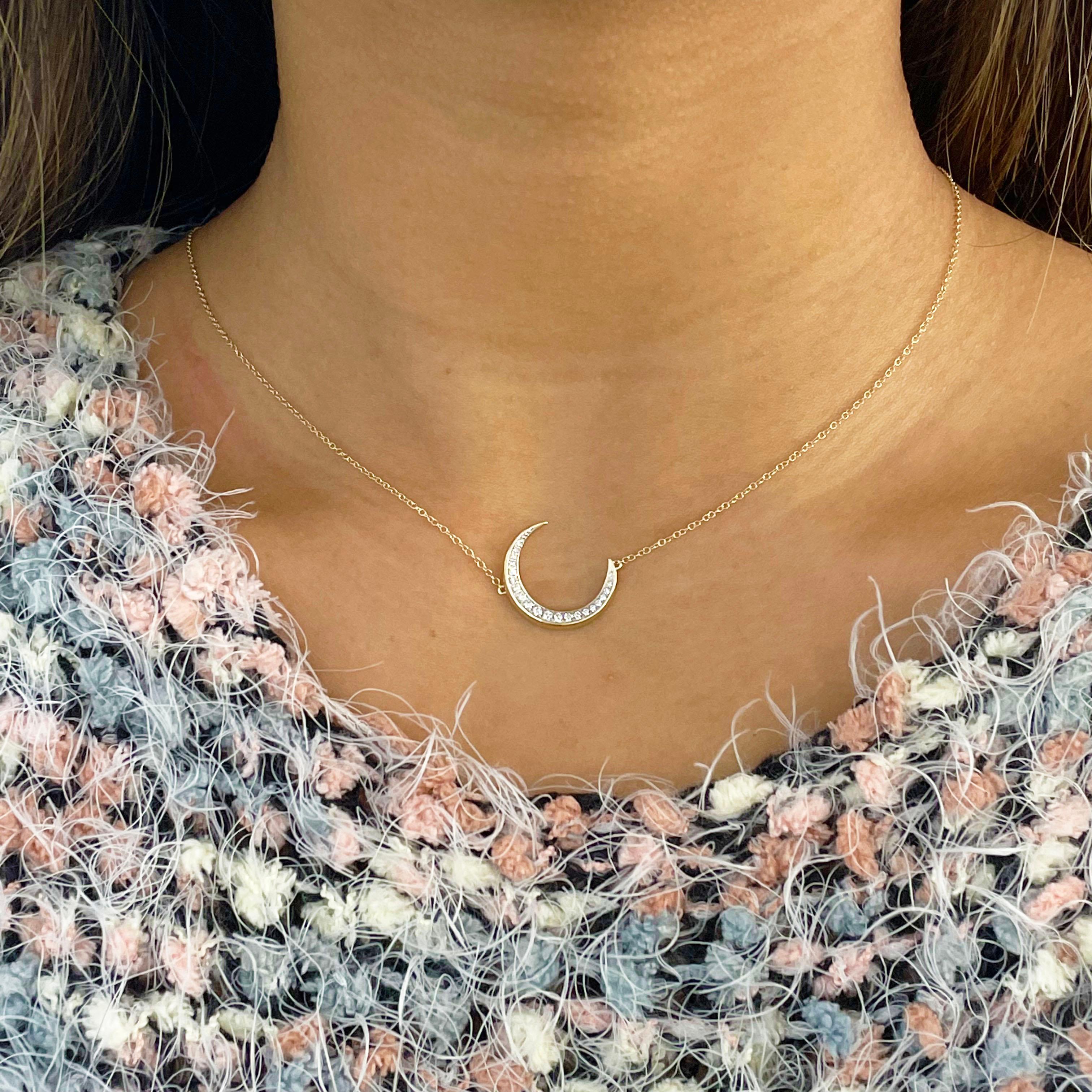 diamond crescent moon necklace