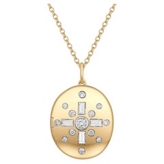 Celestial Cross 14K (or 18k upon request) Yellow Gold Diamond Locket Necklace