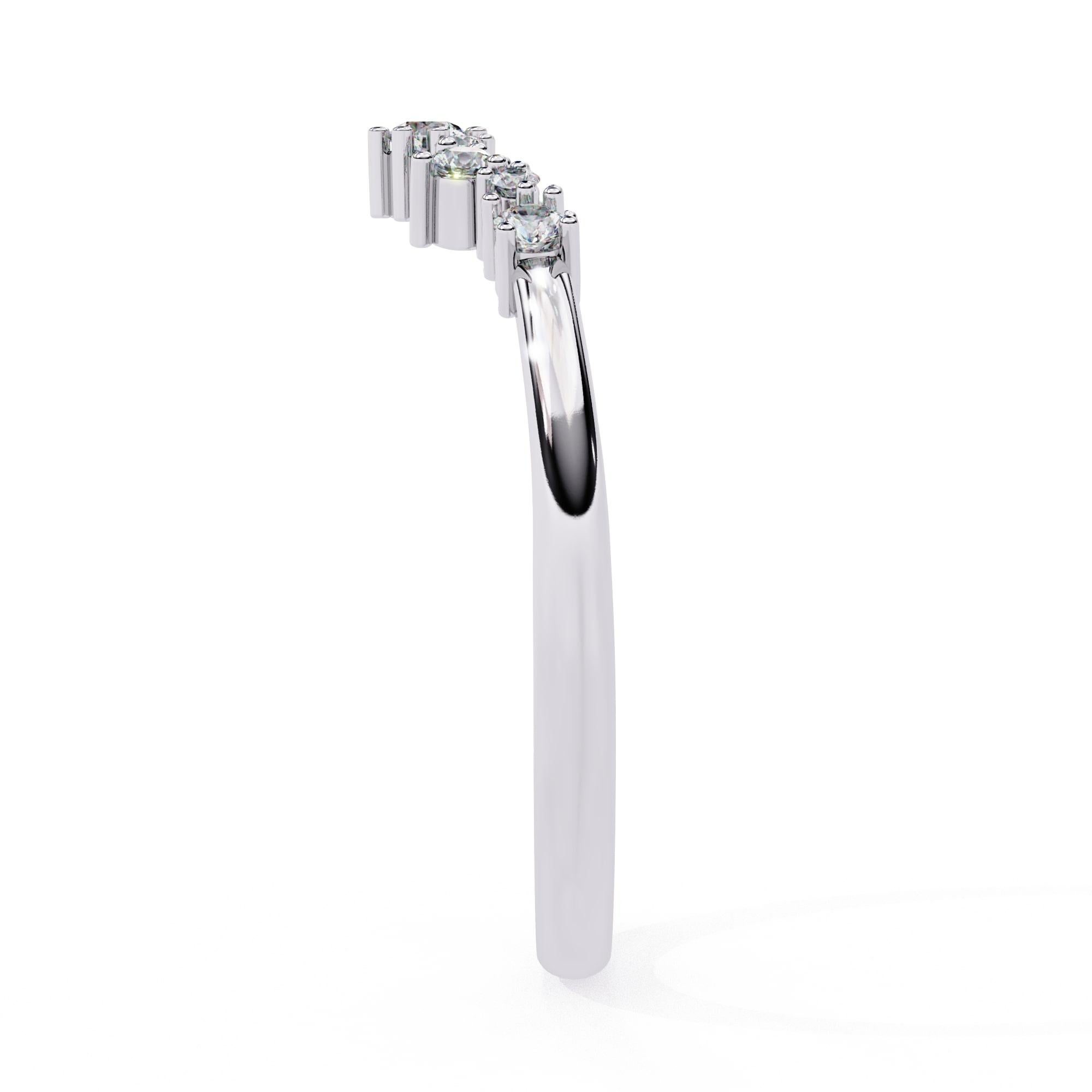Taglio rotondo Anello Corona Celeste con diamanti naturali in oro bianco 14KT in vendita