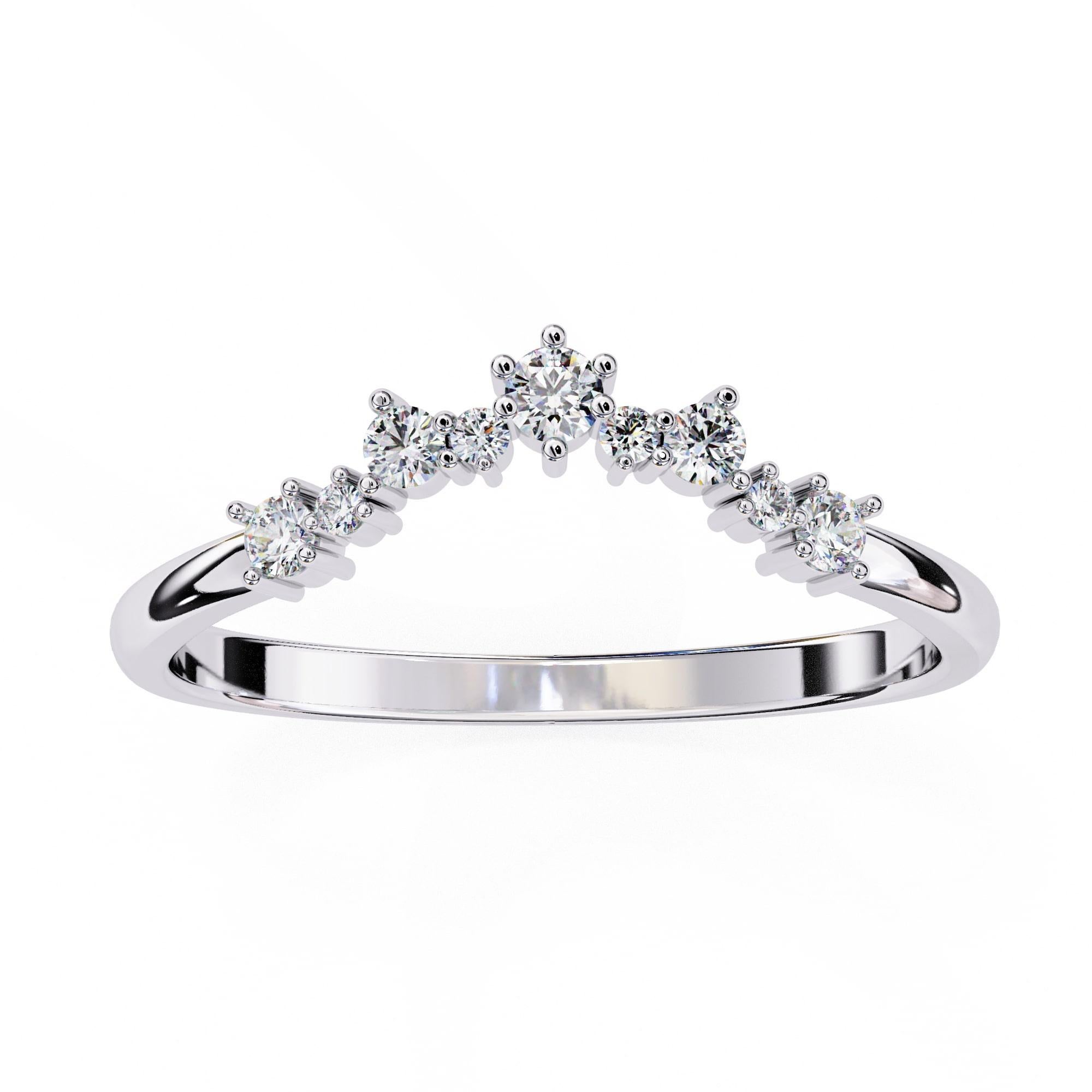 Anello Corona Celeste con diamanti naturali in oro bianco 14KT In condizioni Nuovo in vendita a Vadgam, GJ