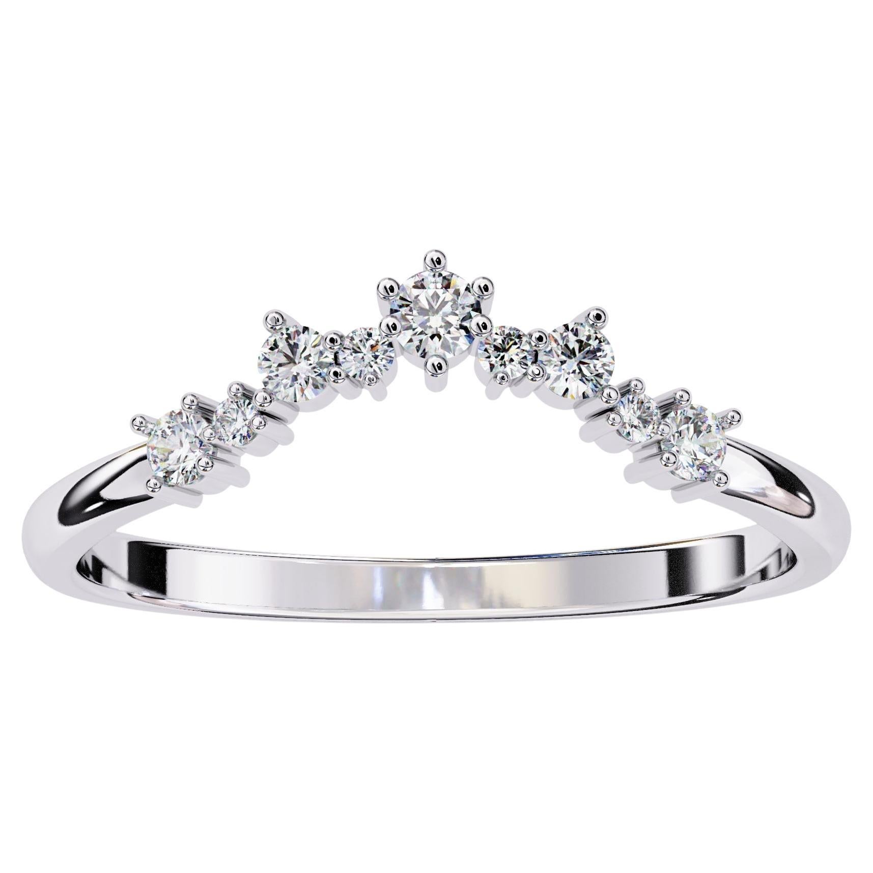 Anello Corona Celeste con diamanti naturali in oro bianco 14KT in vendita
