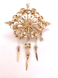Celestial Diamond and Enamel Brooch and Pendant