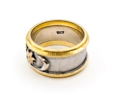 Celestial Diamond Moon, Sun & Star Ring in 18k Two Tone Gold