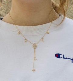 Celestial Diamond Necklace "The Moon, The Stars and The Sun" in Yellow Gold