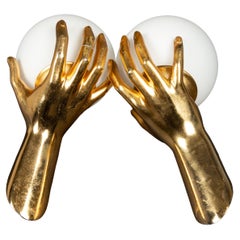 Celestial Elegance: Maison Arlus Gilt Bronze Hand Sconces- 1970's