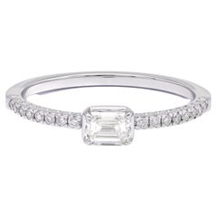 18KT White Gold Natural Diamonds The Radiant Emerald Cut Solitaire Ring 
