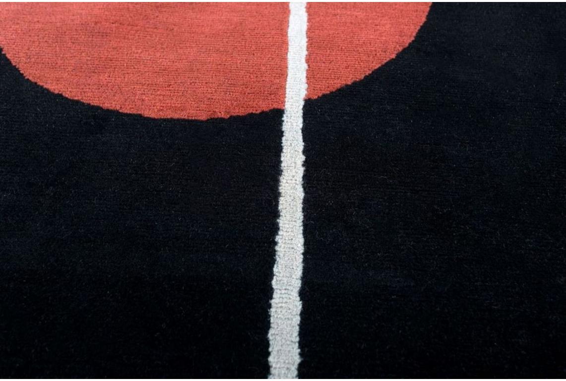 Indian Celestial Equinox Ebony & Cinnabar 150x240 cm Handknotted Rug For Sale