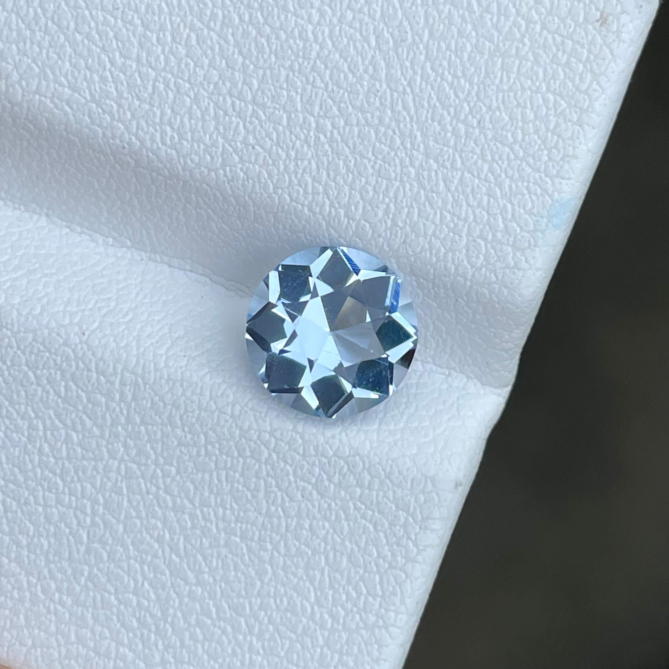 Round Cut Celestial Fancy Cut Aquamarine 1.85 carats Round Shaped Natural Pakistani Gem For Sale