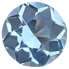 Aigue-marine céleste taille fantaisie de 1,85 carat, pierre naturelle pakistanaise de forme ronde