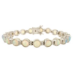 Himmlisches Feuer Natürlicher Äthiopischer Opal mit CZ Tennisarmband in 925 Silber