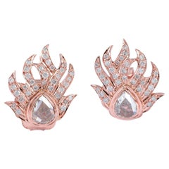 Celestial Flare Pear-Cut & Pavé Diamond Statement Studs In 18k Gold