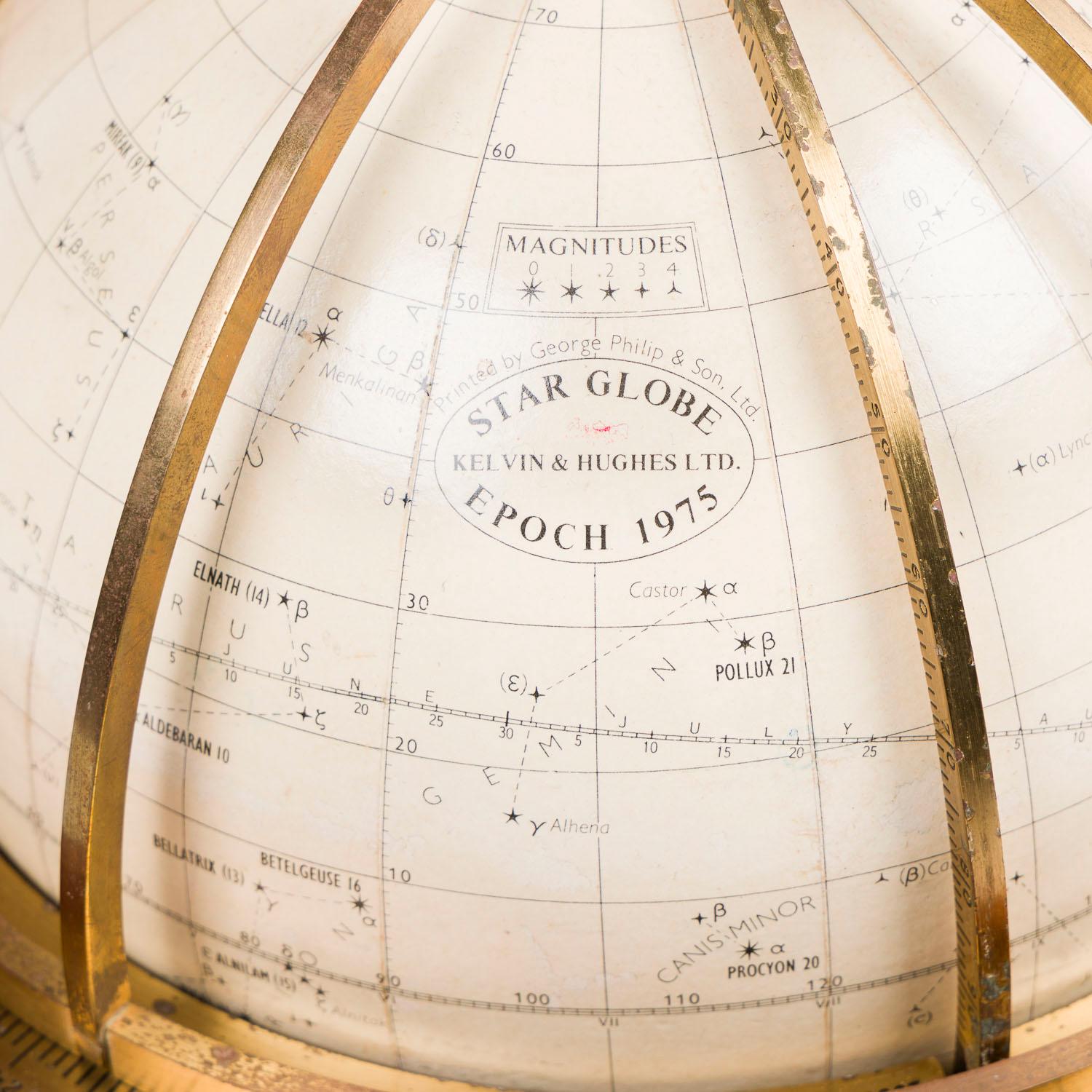 Brass Celestial globe by Kelvin & Hughes, in original case with accessories   For Sale