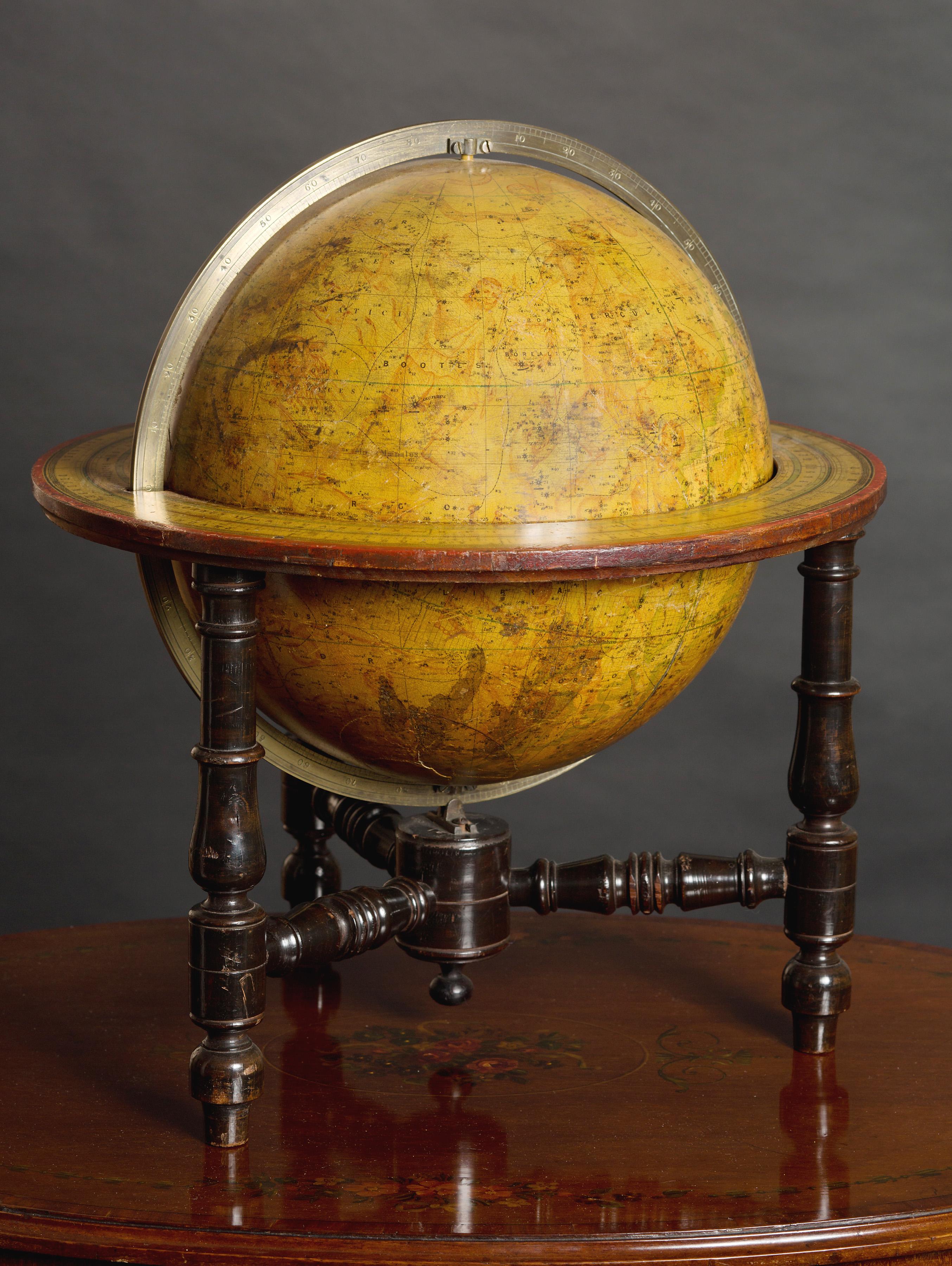 Celestial Globe



Twelve inch tabletop celestial globe standing on a raised turned mahogany stand.

This fine celestial globe is complete with it’s original coloured paper gores (restored) showing the constellations, brass merdian circle