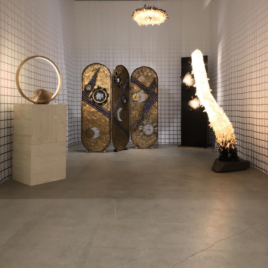 Paravento a tre pannelli in bronzo e cristallo di Christopher Boots, di ispirazione celestiale in vendita 3