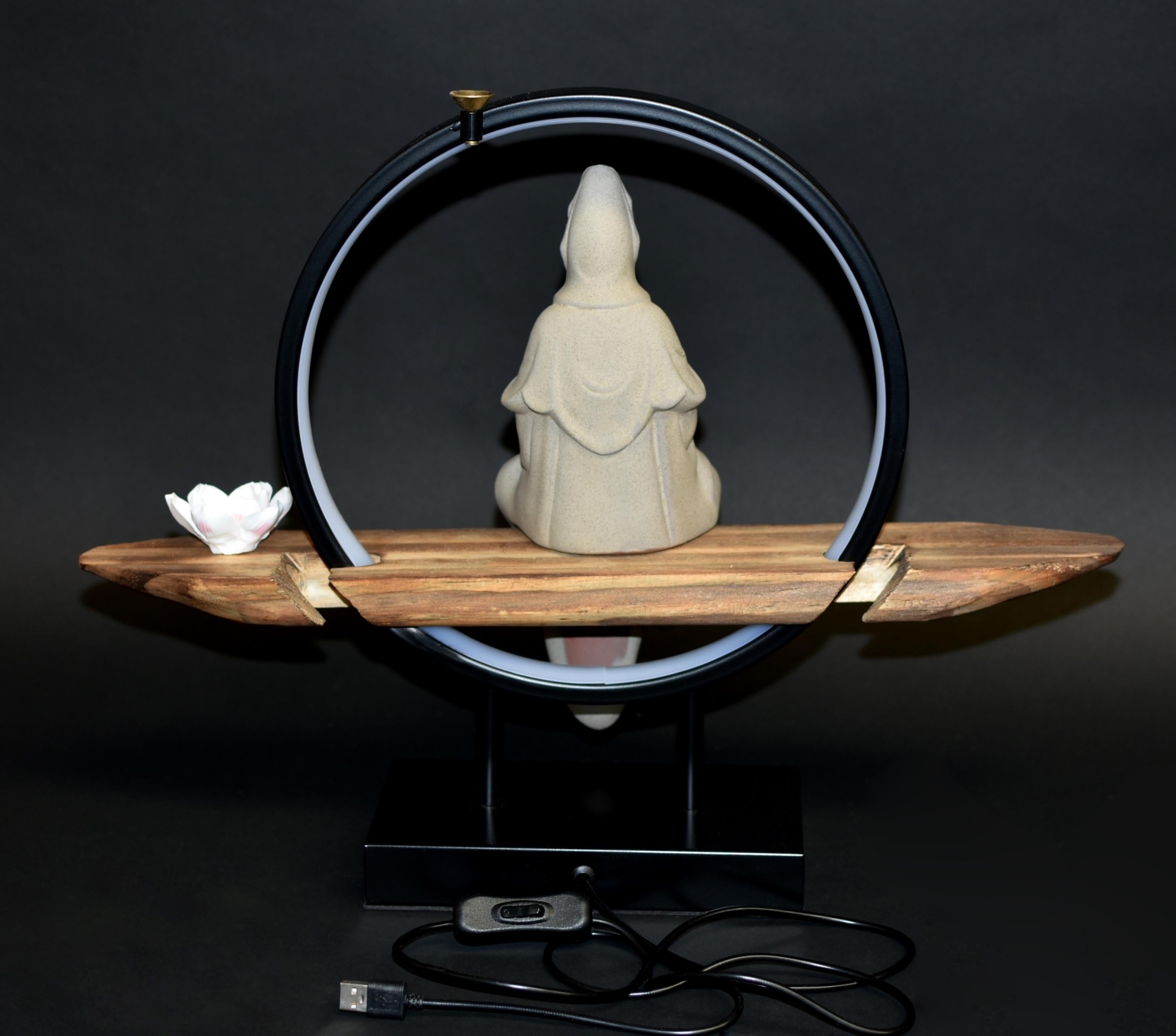 Celestial Kwan Yin Reverse Incense Burner Lamp For Sale 9