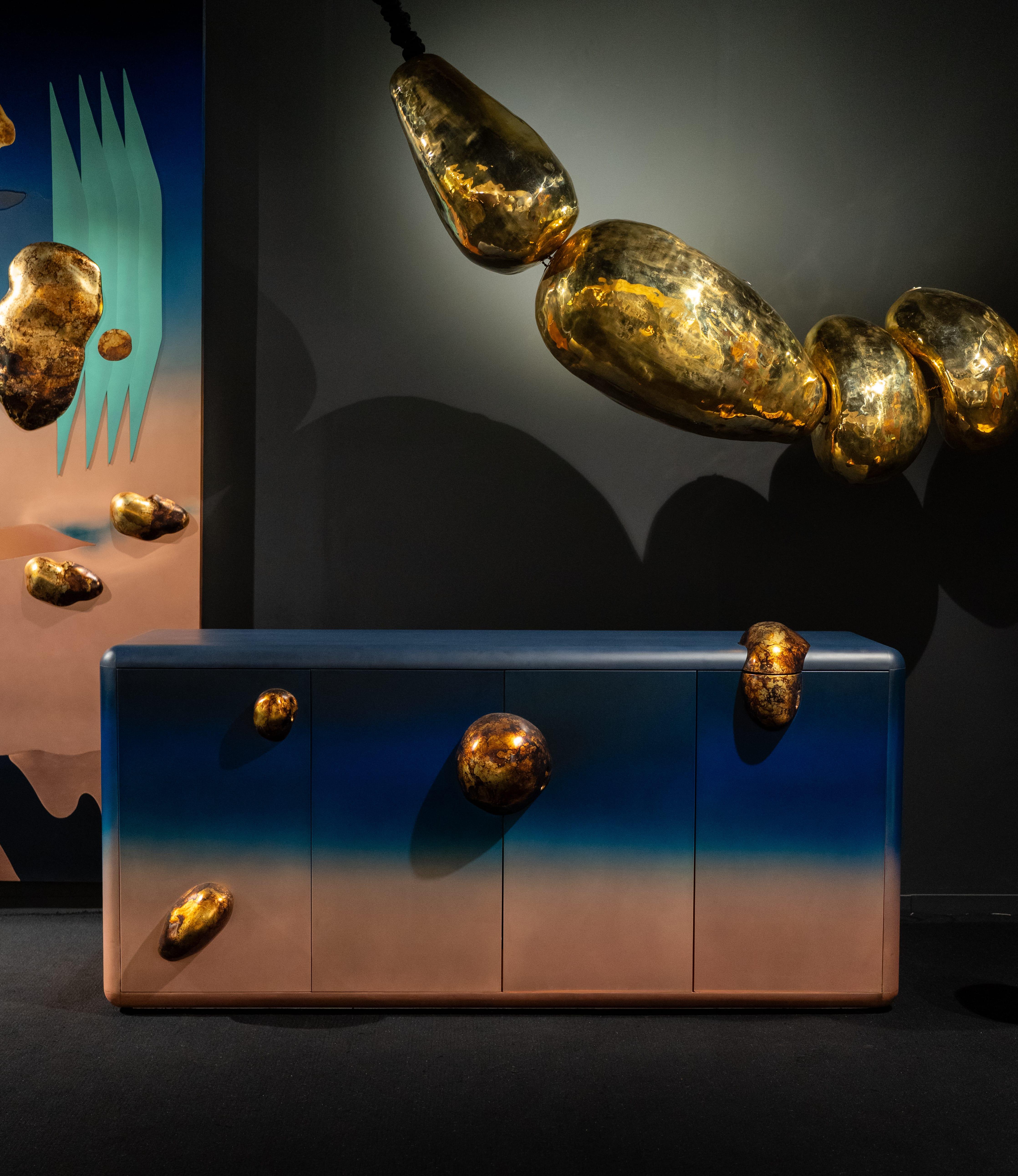 Indian Celestial Loop Brass Hanging Light For Sale