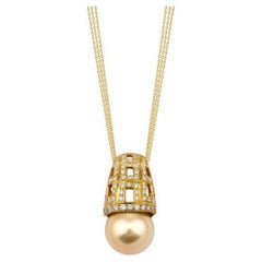 Mallorca Pearl And 1.10ct Diamond Solid Gold Necklace