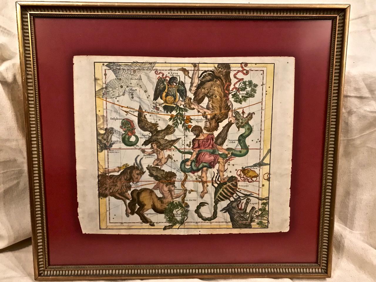 Baroque Celestial Maps, Set of Four, Ignace Gaston Pardies