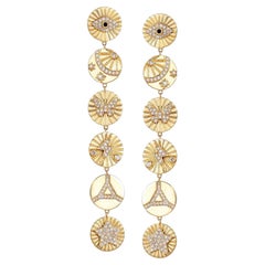 Celestial Medallion Charm 14K (or 18k upon request) Yellow Gold Drop Earrings