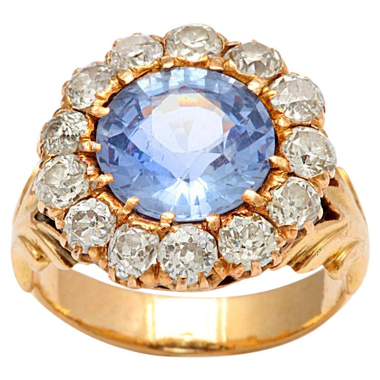 Celestial Natural Cornflower Blue Diamond and Sapphire Ring