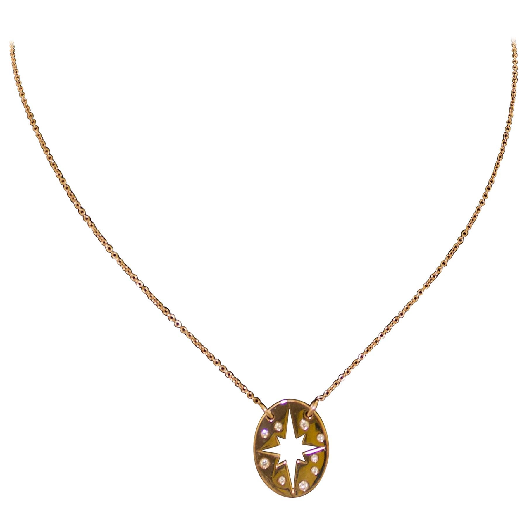 Celestial Pendant Diamond Necklace in Rose Gold For Sale