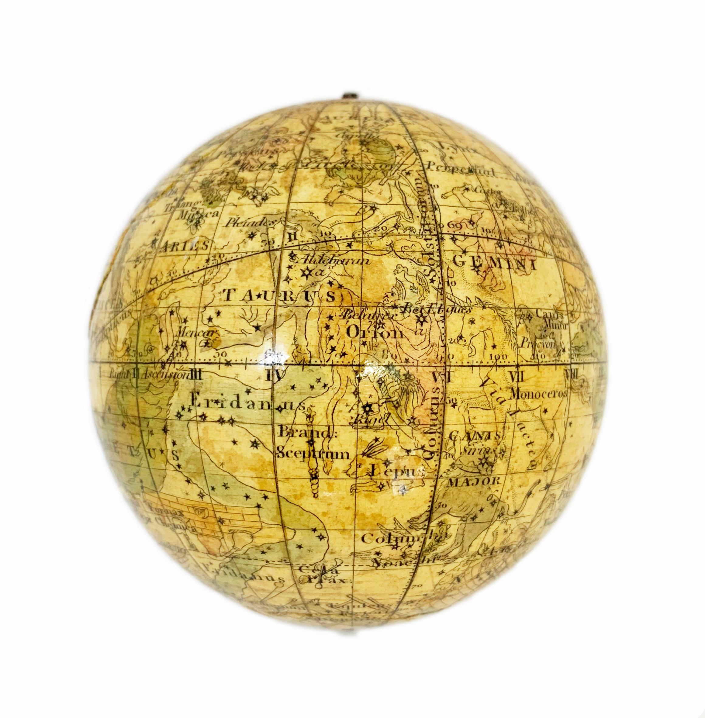 Wood Celestial Pocket Globe by Newton London, 1860 Circa