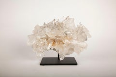 Celestial Radiance: Radiant Rock Crystal Cluster on Custom Mount