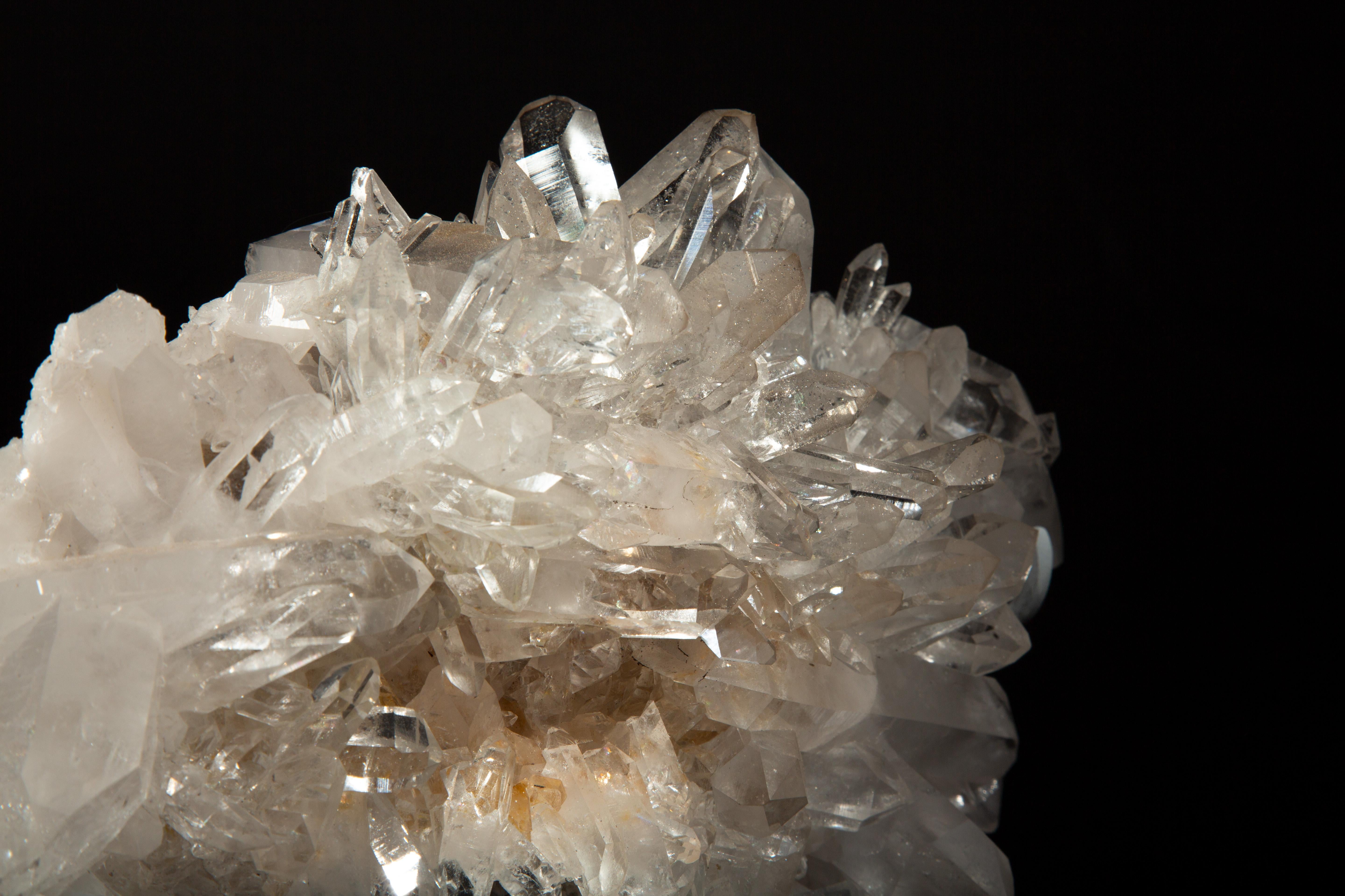 Contemporary Celestial Radiance: Radiant Rock Crystal Cluster on Custom Mount