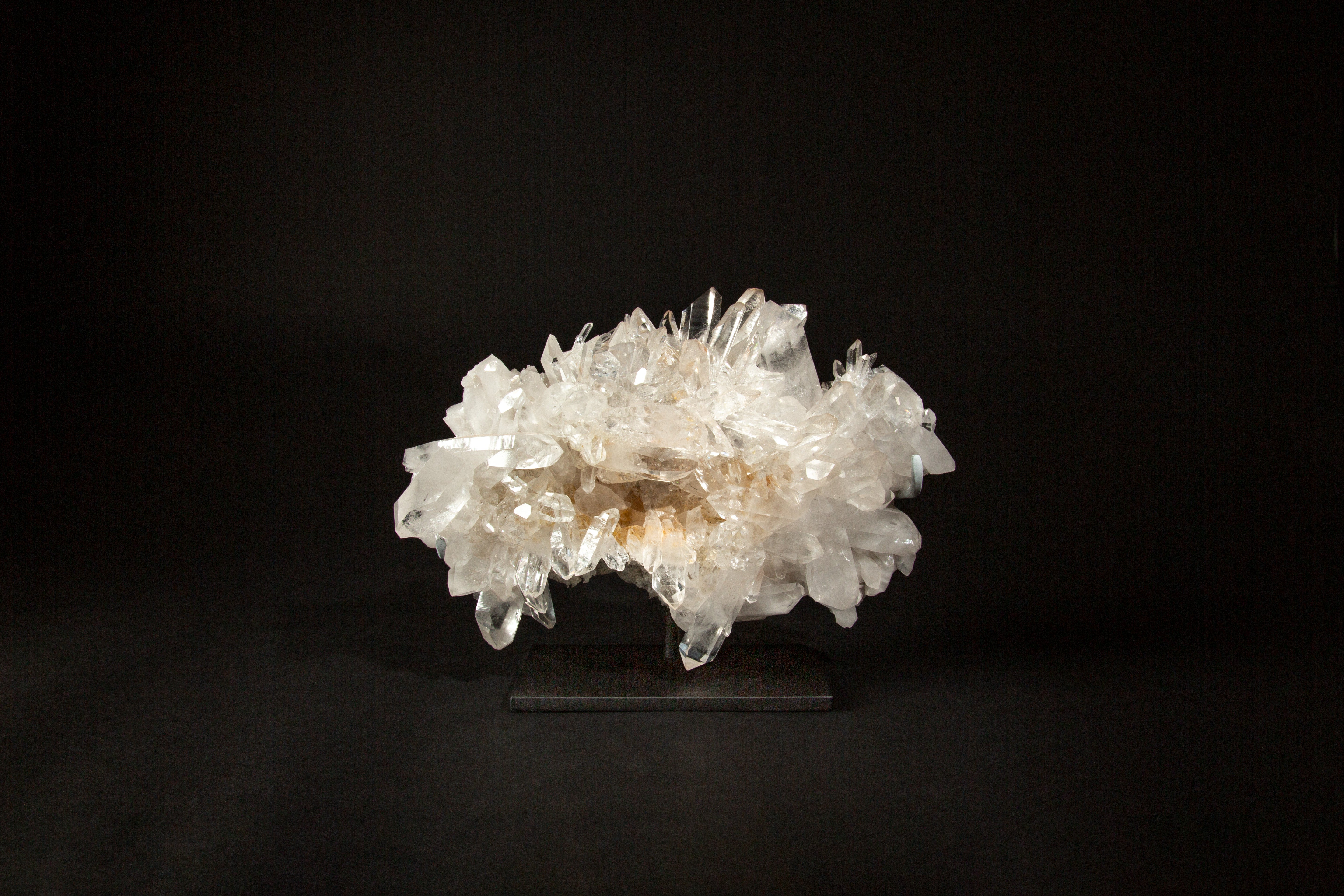 Quartz Celestial Radiance: Radiant Rock Crystal Cluster on Custom Mount